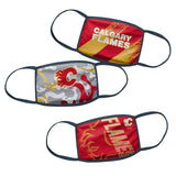 Youth Boys Age 8-20 Calgary Flames NHL Hockey Pack of 3 Face Covering Mask
