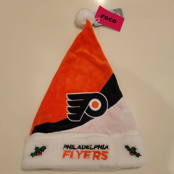 Philadelphia Flyers Logo Colorblock Santa Hat NHL Hockey by Forever Collectibles