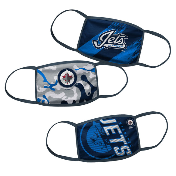 Youth Boys Age 8-20 Winnipeg Jets NHL Hockey Pack of 3 Face Covering Mask