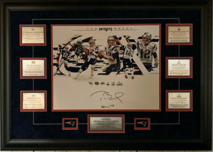 Tom Brady New England Patriots Super Bowl 6 Times Champs Collage Signed 16x20 Photo 24x35 Framed