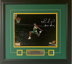 Shawn Kemp Seattle Supersonics Autographed 11x14 "Reign Man" Photo Framed NBA Basketball