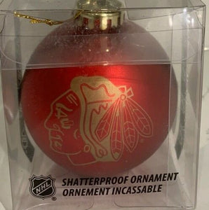 Chicago Blackhawks Red Shatter Proof Single Ball Christmas Ornament NHL Hockey