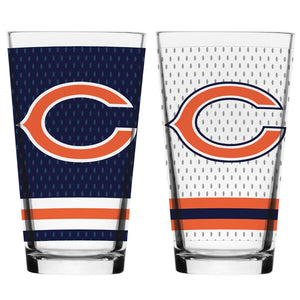 Chicago Bears NFL Football Mixing Glass Set of Two 16oz Full Logo in Gift Box