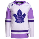 Men's Toronto Maple Leafs adidas White/Purple - Hockey Fights Cancer Primegreen Authentic Blank Jersey