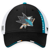 San Jose Sharks Fanatics Branded 2022 NHL Draft Authentic Pro On Stage Trucker Adjustable Hat - Black/White