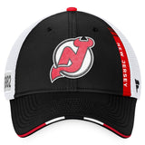 New Jersey Devils Fanatics Branded 2022 NHL Draft Authentic Pro On Stage Trucker Adjustable Hat - Black/White