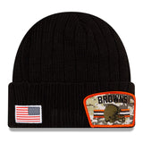 Men's Cleveland Browns New Era Black 2021 Salute To Service Cuffed Knit Hat