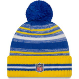 Men's Los Angeles Rams New Era Royal/Gold 2021 NFL Sideline Sport Official Pom Cuffed Knit Hat