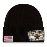 Men's Dallas Cowboys New Era Black 2021 Salute To Service Cuffed Knit Hat