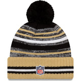 Men's New Orleans Saints New Era Black/Gold 2021 NFL Sideline Sport Official Pom Cuffed Knit Hat