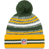 Men's Green Bay Packers New Era Green/Gold 2021 NFL Sideline Sport Official Pom Cuffed Knit Hat