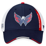 Washington Capitals Fanatics Branded 2022 NHL Draft Authentic Pro On Stage Trucker Adjustable Hat - Navy/White
