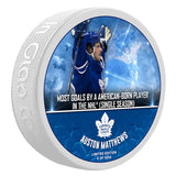 Inglasco Auston Matthews Toronto Maple Leafs Most Goals in a Single Season Records 2-Pack Hockey Puck - Limited Edition of 1034