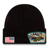 Men's Philadelphia Eagles New Era Black 2021 Salute To Service Cuffed Knit Hat