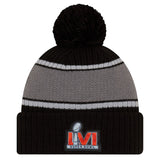 Los Angeles Rams New Era Super Bowl LVI Bound Cuffed Pom Knit Hat - Black