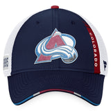 Colorado Avalanche Fanatics Branded 2022 NHL Draft Authentic Pro On Stage Trucker Adjustable Hat - Navy/White