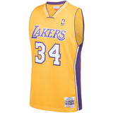 Men's Shaquille O'Neal Los Angeles Lakers Mitchell & Ness 1999-2000 Hardwood Classics Swingman Gold Jersey