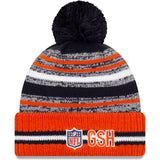 Men's Chicago Bears New Era Navy/Orange 2021 NFL Sideline Sport Official Pom Cuffed Knit Hat