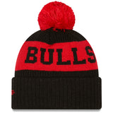 Men's Chicago Bulls New Era Red Sport Logo Cuffed Knit Hat with Pom NBA Basketball
