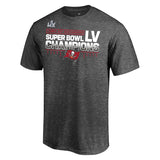Men's Tampa Bay Buccaneers Fanatics Branded Heathered Charcoal Super Bowl LV Champions Lateral Schedule T-Shirt