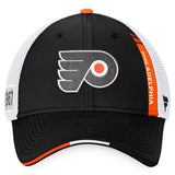 Philadelphia Flyers Fanatics Branded 2022 NHL Draft Authentic Pro On Stage Trucker Adjustable Hat - Black/White