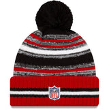 Men's Atlanta Falcons New Era Black/Red 2021 NFL Sideline Sport Official Pom Cuffed Knit Hat