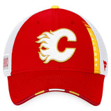 Calgary Flames Fanatics Branded 2022 NHL Draft - Authentic Pro On Stage Trucker Adjustable Hat - Red/White
