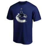 Quinn Hughes Vancouver Canucks Logo Fanatics Branded Authentic Stack Name and Number - T-Shirt - Blue