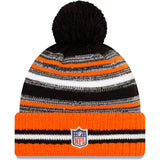 Men's Cincinnati Bengals New Era Black/Orange 2021 NFL Sideline Sport Official Pom Cuffed Knit Hat