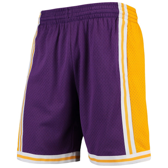 Men's Mitchell & Ness Purple Los Angeles Lakers Hardwood Classics Team Swingman Shorts