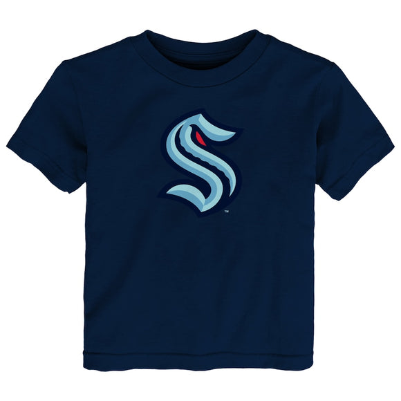 Seattle Kraken NHL Hockey Navy Primary Logo Child T Shirt - Multiple Sizes