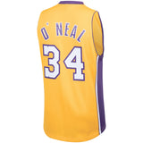 Men's Shaquille O'Neal Los Angeles Lakers Mitchell & Ness 1999-2000 Hardwood Classics Swingman Gold Jersey