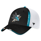 San Jose Sharks Fanatics Branded 2022 NHL Draft Authentic Pro On Stage Trucker Adjustable Hat - Black/White