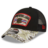 Men's NFL Shield New Era Black/Camo 2021 Salute To Service Trucker 9FORTY Snapback Adjustable Hat