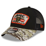 Men's Chicago Bears New Era Black/Camo 2021 Salute To Service Trucker 9FORTY Snapback Adjustable Hat