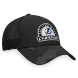 Men's Tampa Bay Lightning Fanatics Branded Black 2021 Stanley Cup Champions - Locker Room Adjustable Trucker Hat