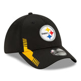 Men's Pittsburgh Steelers New Era Black 2021 NFL Sideline Home Logo 39THIRTY Flex Hat