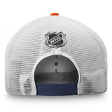 Men's Edmonton Oilers Fanatics Branded Orange/Navy 2020 NHL Draft - Authentic Pro Adjustable Trucker Hat