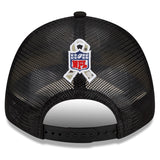 Men's Minnesota Vikings New Era Black/Camo 2021 Salute To Service Trucker 9FORTY Snapback Adjustable Hat