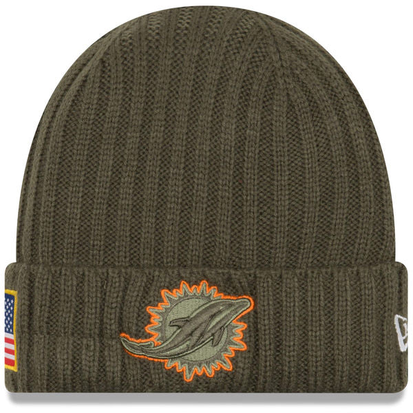 Men's Miami Dolphins New Era Olive 2017 Salute To Service Cuffed