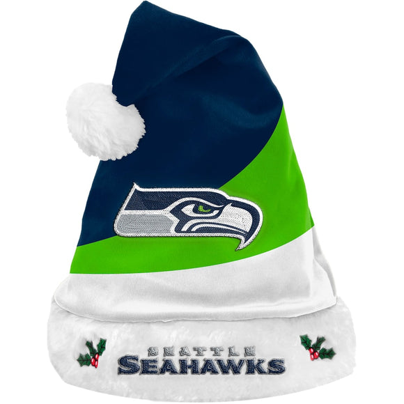 Seattle Seahawks Logo Colorblock Santa Hat NFL Football by Forever Collectibles