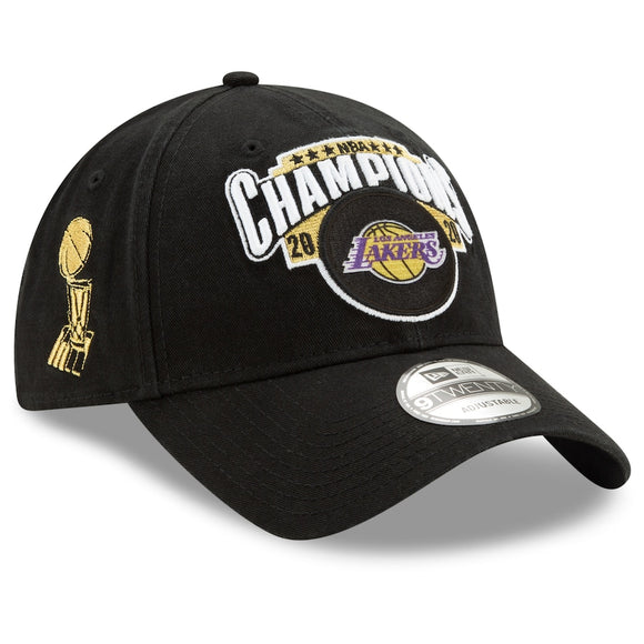 Men's Los Angeles Lakers New Era Black 2020 NBA Finals Champions Locker Room 9TWENTY Adjustable Hat