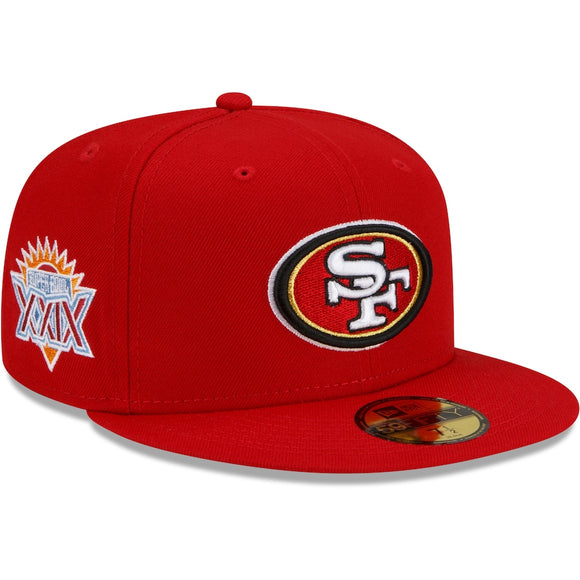 Men's New Era Scarlet San Francisco 49ers Patch Up Super Bowl XXIX 59FIFTY Fitted Hat