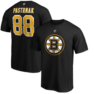 David Pastrnak Boston Bruins Fanatics Branded Authentic Stack Player Name & Number T-Shirt - Black