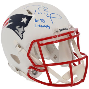 Tom Brady New England Patriots Autographed Riddell Flat White Alternate Revolution Speed Authentic Helmet with "6X SB CHAMPS" Inscription