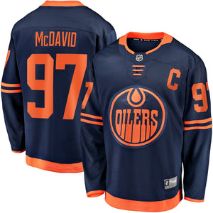 Men's Edmonton Oilers Connor McDavid Fanatics Branded Navy Alternate Premier Breakaway Player - Jersey