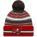 Men's Tampa Bay Buccaneers New Era Pewter/Red 2021 NFL Sideline Sport Official Pom Cuffed Knit Hat