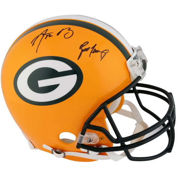 Aaron Rodgers & Brett Favre Green Bay Packers Dual Autographed Riddell Authentic Helmet