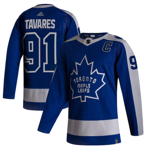Men's Toronto Maple Leafs John Tavares adidas Blue 2020/21 - Reverse Retro Player Jersey