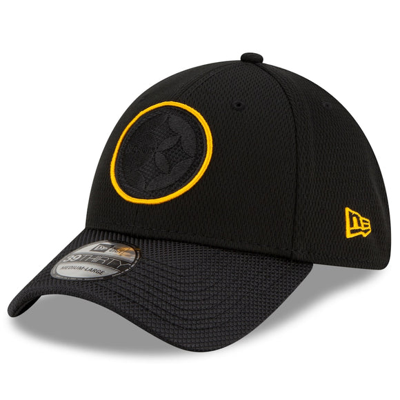 Men's New Era Yellow/Black Pittsburgh Steelers 2021 NFL Sideline Road - 39THIRTY Flex Hat